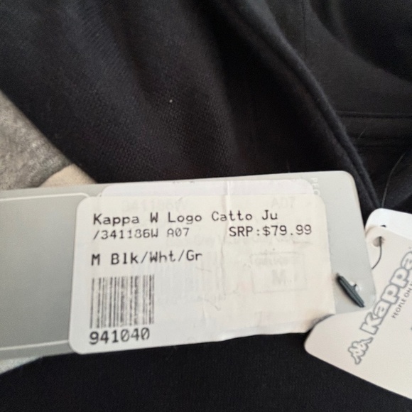 Kappa Logo Catto regular fit crop hoodie NWT black white and grey size M - Picture 13 of 14